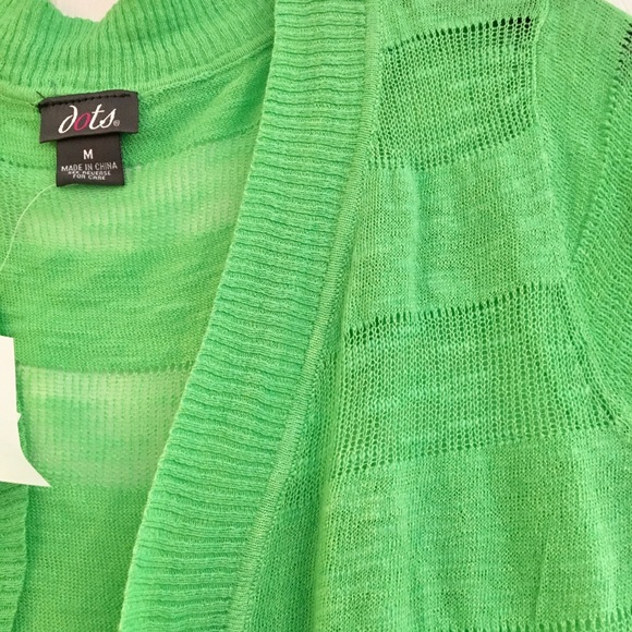 Dots cropped green sheer sweater M - Picture 2 of 4